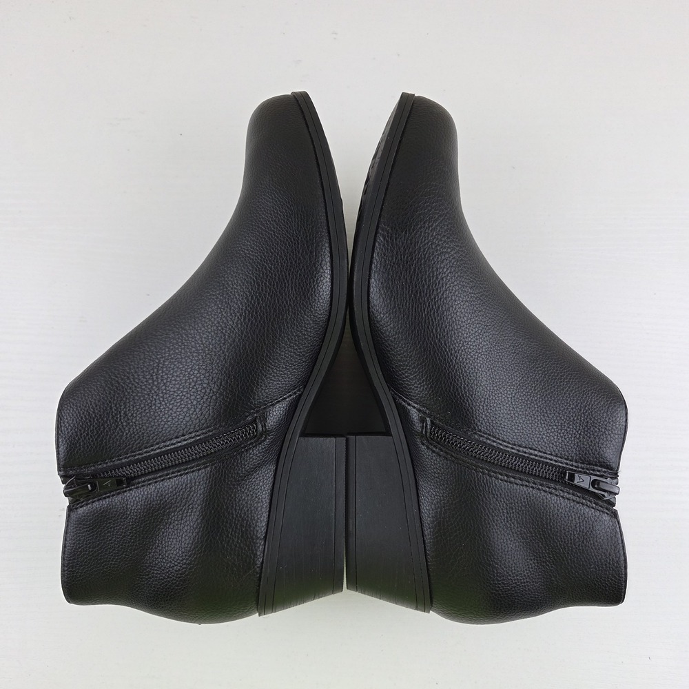 Aerosoles Cayu Black Faux Leather Slip On Ankle Booties Side Zip Womens Size 7.5 - Picture 9 of 13
